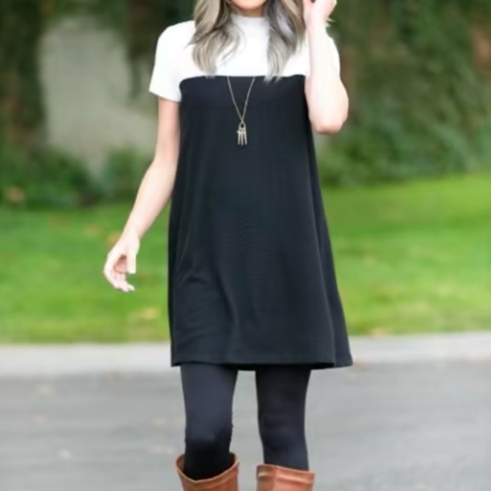 Mock Neck Short Sleeve Sweater Dress